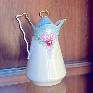 Antique Victorian Creamer Small Pitcher Hand Painted Porcelain Signed, Pretty!